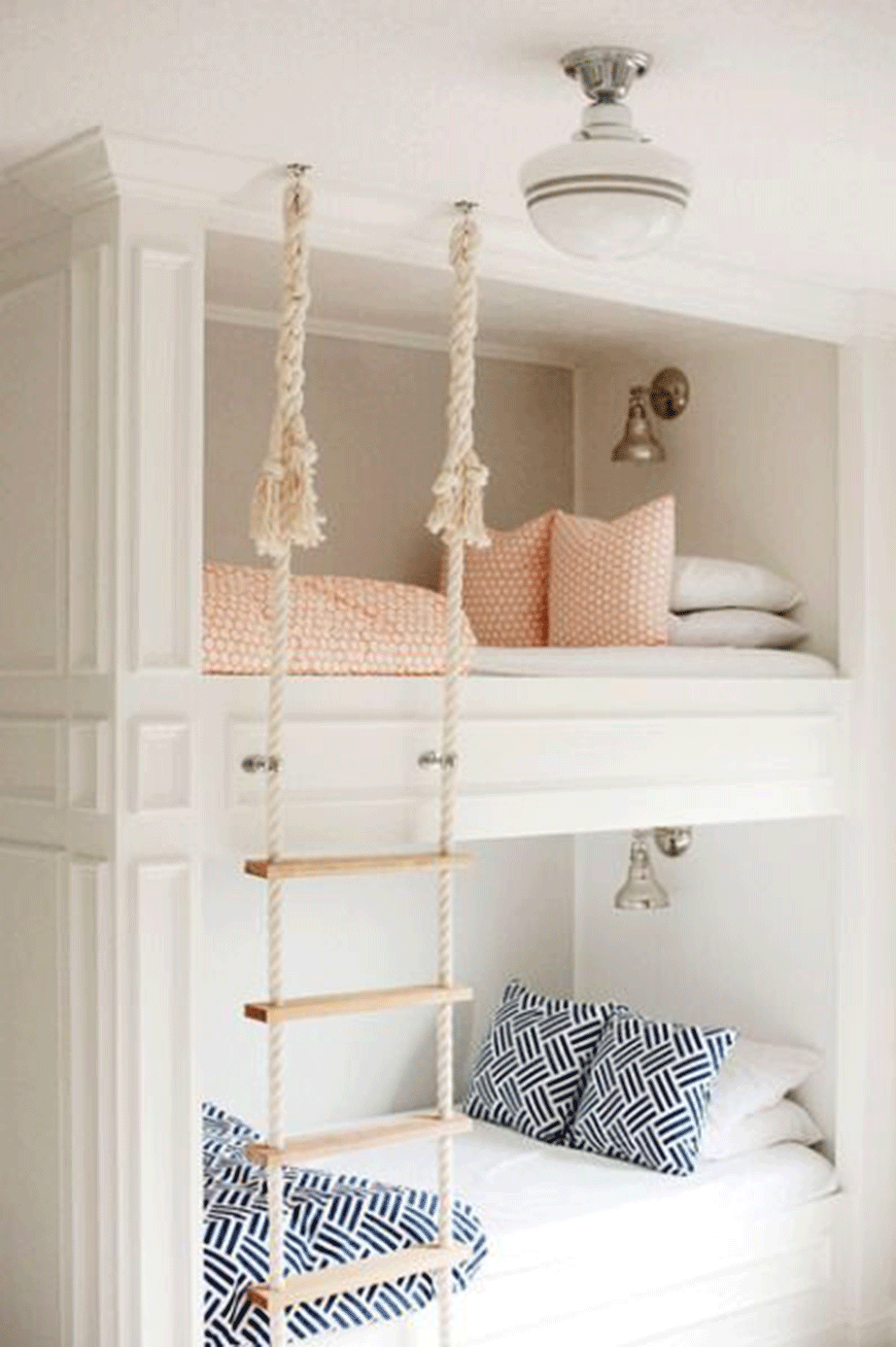 A ladder made of thick rope and wood hung from the ceiling will be more aesthetically beautiful than a solid construction.